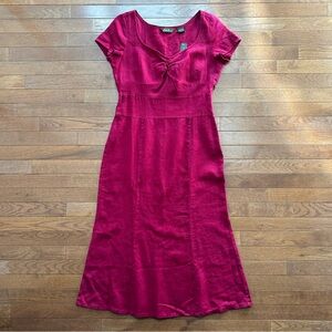 Eddie Bauer Maroon Short Sleeve Linen Maxi Dress